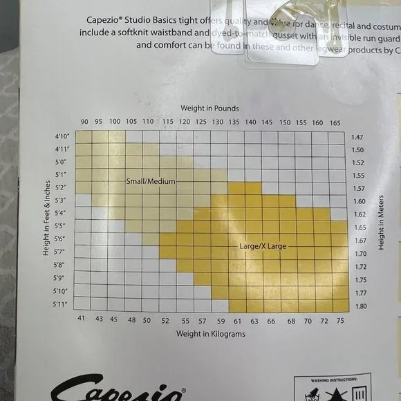 Capezio Studio Basics Ballet Pink Tights Small Adult Footed Semi Opaque 1825 - Picture 3 of 6